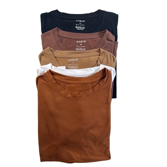 SHEIN Womens Basic Crew Neck T Shirts Pack of 5 Solid Colors Size M - Picture 2 of 8